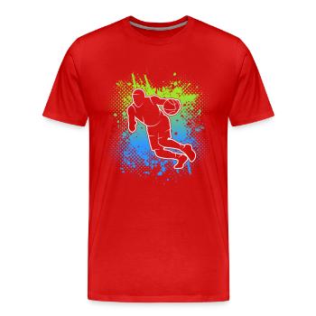 Basketball Dribble Hommes Enfants Joueurs de basket-ball - T-shirt bio Premium Homme - rouge - Devant - Damien (186cm)