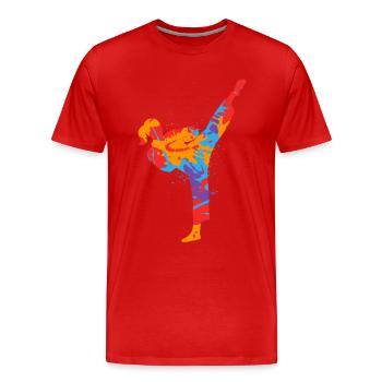 Karate Girl Colorful Martial Artist Taekwondo Girl - Men's Premium Organic T-Shirt - red - Front - Damien (186cm)