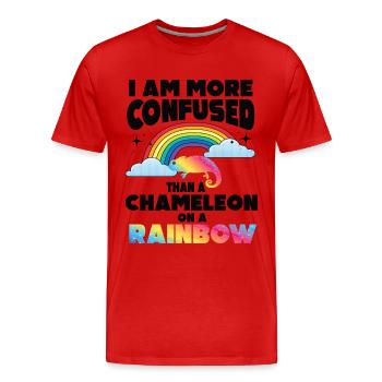 Je suis plus confus qu’un caméléon - T-shirt bio Premium Homme - rouge - Devant - Damien (186cm)