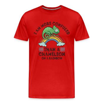 Je suis plus confus qu’un caméléon - T-shirt bio Premium Homme - rouge - Devant - Damien (186cm)