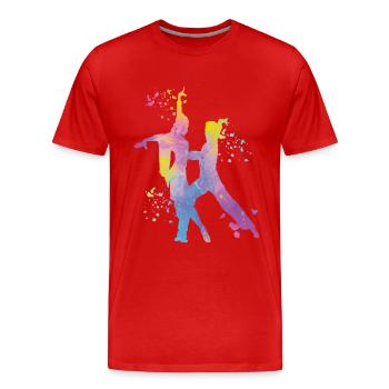Danseur d’aquarelle de couple de danse latine - T-shirt bio Premium Homme - rouge - Devant - Damien (186cm)