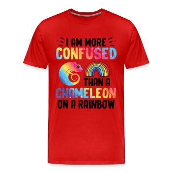 Je suis plus confus qu’un caméléon - T-shirt bio Premium Homme - rouge - Devant - Damien (186cm)