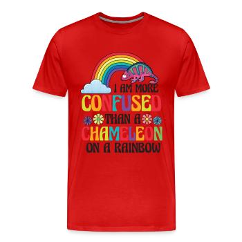 Je suis plus confus qu’un caméléon - T-shirt bio Premium Homme - rouge - Devant - Damien (186cm)
