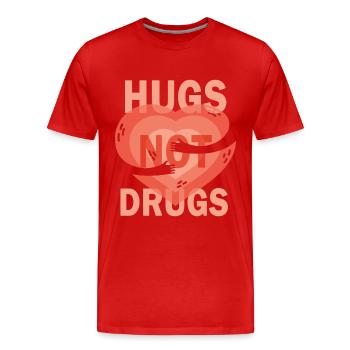 Des câlins au lieu de drogues - T-shirt bio Premium Homme - rouge - Devant - Damien (186cm)