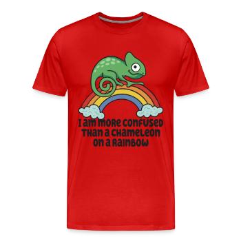Je suis plus confus qu’un caméléon - T-shirt bio Premium Homme - rouge - Devant - Damien (186cm)