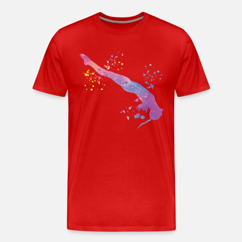 Synchronisierter Wassertaucher High Diver - Männer Premium Bio T-Shirt - Rot