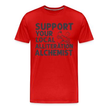 Poetry Slam Pun Warrior Slam Poetry - Men's Premium Organic T-Shirt - red - Front - Damien (186cm)