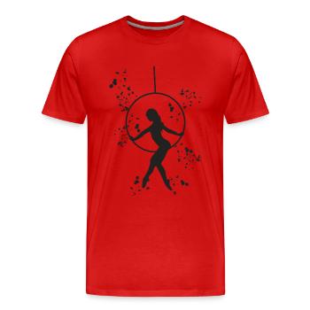 Anneau aérien Aerialist Anneau d’air Lyra - T-shirt bio Premium Homme - rouge - Devant - Damien (186cm)