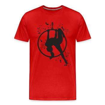 Anneau aérien Aerialist Anneau d’air Lyra - T-shirt bio Premium Homme - rouge - Devant - Damien (186cm)