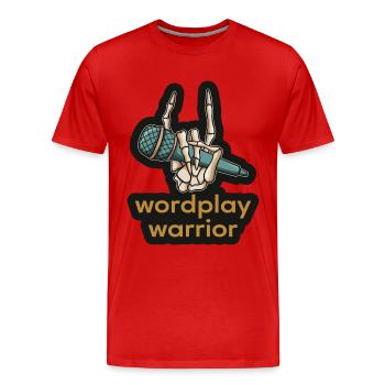 Poetry Slam Pun Warrior Slam Poetry - Men's Premium Organic T-Shirt - red - Front - Damien (186cm)