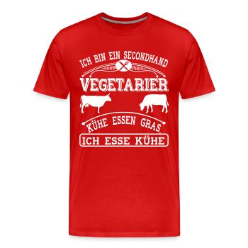 Secondhand Vegetarier - Männer Premium Bio T-Shirt - Rot - Vorne - Damien (186cm)