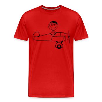 Les avions volant drôle de petit garçon - T-shirt bio Premium Homme - rouge - Devant - Damien (186cm)