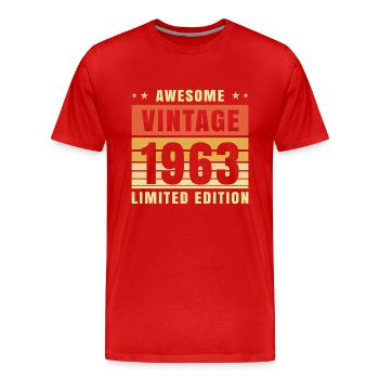 1963 - Männer Premium Bio T-Shirt - Rot - Vorne - Damien (186cm)