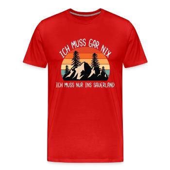 Sauerland Nordrhein-Westfalen - Männer Premium Bio T-Shirt - Rot - Vorne - Damien (186cm)