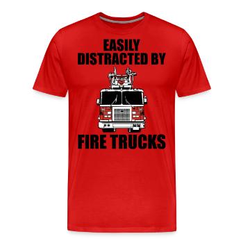 Leicht von Feuerwehrfahrzeugen abgelenkt - Männer Premium Bio T-Shirt - Rot - Vorne - Damien (186cm)