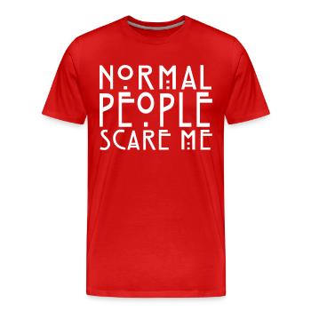 Normal People Scare Me - KOLESON COUTURE - Männer Premium Bio T-Shirt - Rot - Vorne - Damien (186cm)