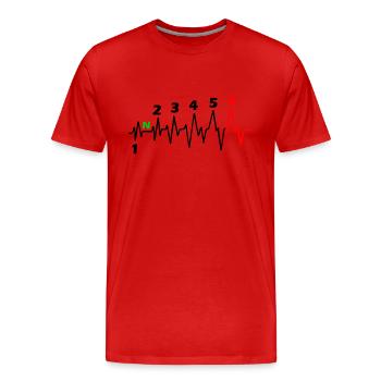 Moto 6 vitesses - ECG Adrénaline Heartbeat Biker - T-shirt bio Premium Homme - rouge - Devant - Damien (186cm)