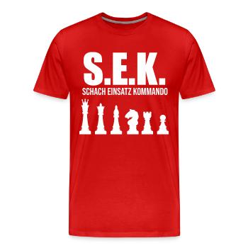 Schach Einsatz Kommando Schachmatt König Dame - Männer Premium Bio T-Shirt - Rot - Vorne - Damien (186cm)