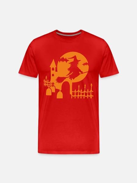 Halloween - witch cemetery - orange - Men's Premium Organic T-Shirt - red