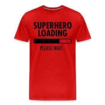 Superhero Loading- Please Wait... - Männer Premium Bio T-Shirt - Rot - Vorne - Damien (186cm)