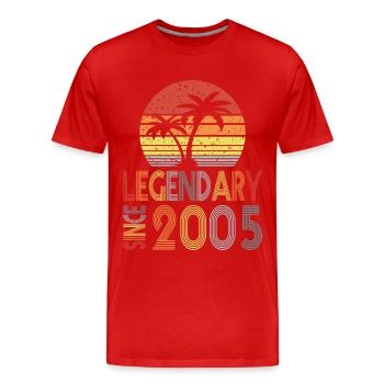 Légendaire depuis 2005 - T-shirt bio Premium Homme - rouge - Devant - Damien (186cm)