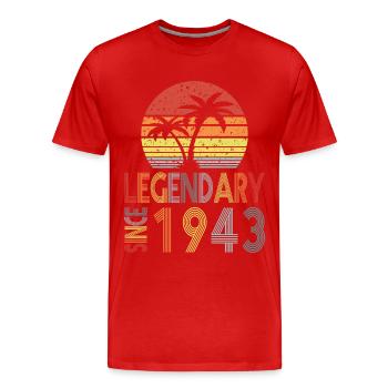 Legendary since 1943 - Men's Premium Organic T-Shirt - red - Front - Damien (186cm)