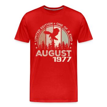 Unparalleled since August 1977, 47th Anniversary - Men's Premium Organic T-Shirt - red - Front - Damien (186cm)