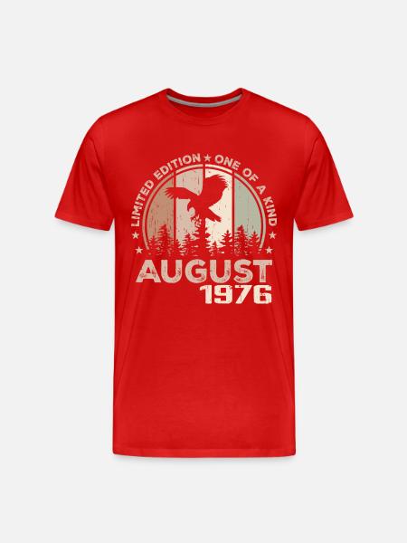 Uforlignelig siden august 1976, 48-års jubilæum - Herre Premium T-shirt økologisk - rød