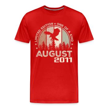 Incomparable depuis août 2011, 13e Anniversaire - T-shirt bio Premium Homme - rouge - Devant - Damien (186cm)