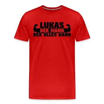 Der Mann Der Alles kann Lukas - Männer Premium Bio T-Shirt - Rot - Vorne - Damien (186cm)