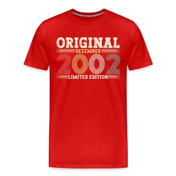 21st Birthday December Né en 2002 - T-shirt bio Premium Homme - rouge - Devant - Damien (186cm)
