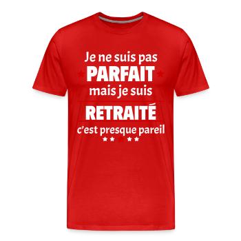 Pas parfait mais retraité, fête des pères, noël - T-shirt bio Premium Homme - rouge - Devant - Damien (186cm)
