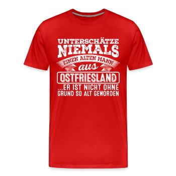 Der alte Mann aus OSTFRIESLAND - Männer Premium Bio T-Shirt - Rot - Vorne - Damien (186cm)