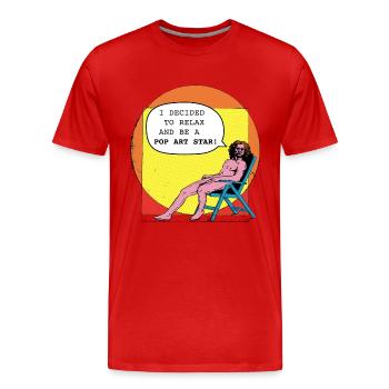 Vitruvian_Man_Leonardo_Da Vinci goes Pop Art - Männer Premium Bio T-Shirt - Rot - Vorne - Damien (186cm)