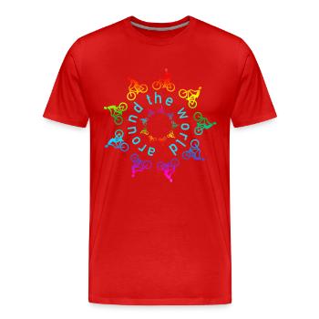 around the world rainbow - Men's Premium Organic T-Shirt - red - Front - Damien (186cm)