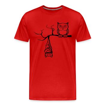 halloween eule fledermaus nacht - Männer Premium Bio T-Shirt - Rot - Vorne - Damien (186cm)