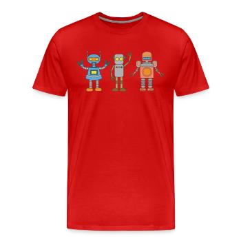Roboter Künstliche Intelligenz Kind Comic AI Blech - Männer Premium Bio T-Shirt - Rot - Vorne - Damien (186cm)