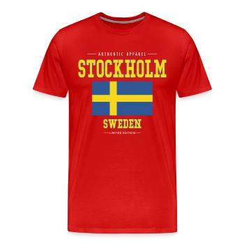 Stockholm - T-shirt bio Premium Homme - rouge - Devant - Damien (186cm)