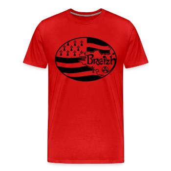Bretagne ovale - T-shirt bio Premium Homme - rouge - Devant - Damien (186cm)