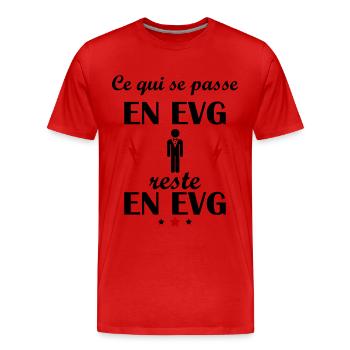 Ce qui se passe en EVG, enterrement vie de garçon - T-shirt bio Premium Homme - rouge - Devant - Damien (186cm)