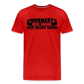 Der Mann Der Alles kann Norbert - Männer Premium Bio T-Shirt - Rot - Vorne - Damien (186cm)