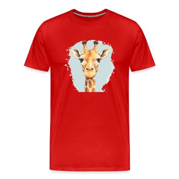 Girafe Tête de girafe Safari - T-shirt bio Premium Homme - rouge - Devant - Damien (186cm)