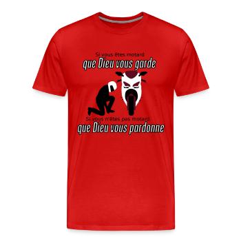 Que Dieu vous pardonne - T-shirt bio Premium Homme - rouge - Devant - Damien (186cm)