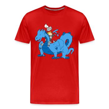 Boy Knight riding Blue Dragon - T-shirt bio Premium Homme - rouge - Devant - Damien (186cm)