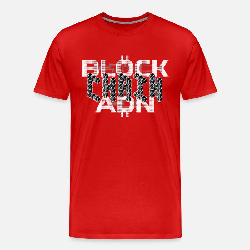DNA-Blockchain - Krypto Bitcoin - Männer Premium Bio T-Shirt - Rot