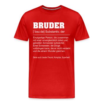 Bruder Definition - Geschenk von Schwester - Männer Premium Bio T-Shirt - Rot - Vorne - Damien (186cm)