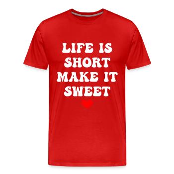 La vie est courte, rendez-la douce - T-shirt bio Premium Homme - rouge - Devant - Damien (186cm)