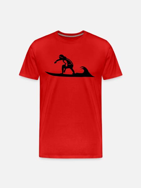 wave surfboard surfer beach surf - Men's Premium Organic T-Shirt - red