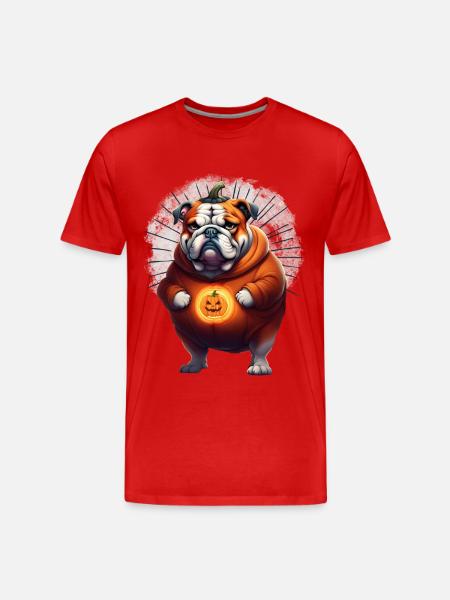 Bulldog Halloween Dog DOGS - Men's Premium Organic T-Shirt - red