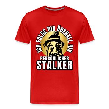 PERSÖNLICHER STALKER BULLDOGGE Hund HUNDE - Männer Premium Bio T-Shirt - Rot - Vorne - Damien (186cm)